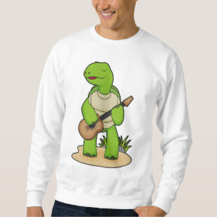 Turtle Musician Guitar Music Lång Ärmad Tröja