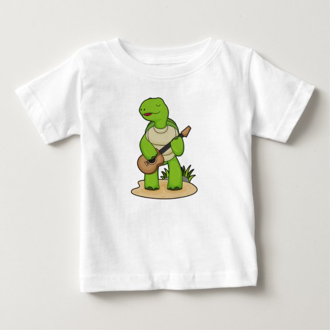 Turtle Musician Guitar Music T Shirt (Framsida)
