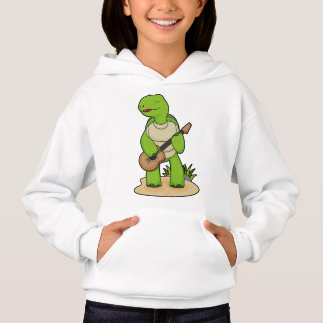 Turtle Musician Guitar Music T Shirt (Framsida)