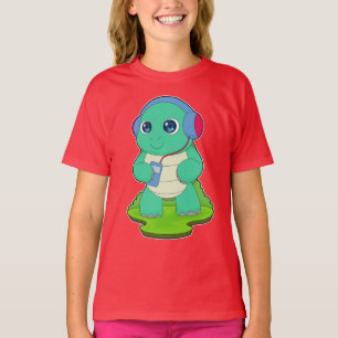 Turtle Musician Headphone Music T Shirt