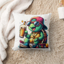 Turtle njuter av en drink på sommaren party