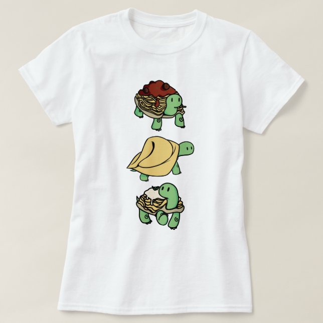 Turtle Noodles Cute Tortoise Pasta Trio T Shirt (Design framsida)