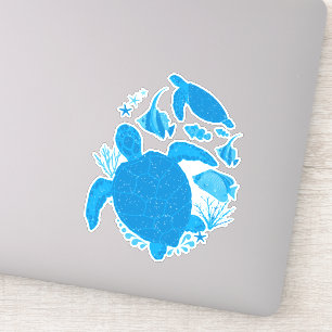 Turtle Ocean Reef Coola Blue Klistermärken