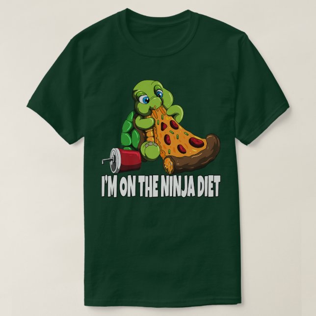 Turtle On A Diet Eats Pizza Im On The Ninja Diet 3 T Shirt (Design framsida)