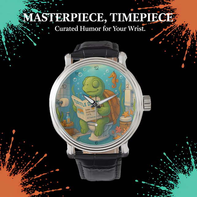 Turtle on Toilet Reading Armbandsur (Skapare uppladdad)