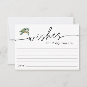 Turtle Önskemål för Baby Card Inbjudningar