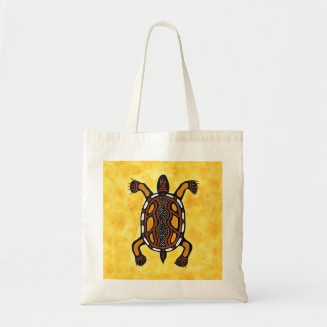 Turtle - Ooriginalfärgad konstmålning Tygkasse (Framsidan)