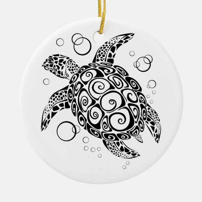 Turtle Ornament, Spara the Turtles, Sea Turtle Julgransprydnad Keramik (Framsidan)