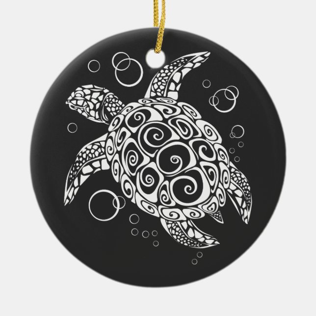 Turtle Ornaments, Surfer Life, Beach Älskare, Turt Julgransprydnad Keramik (Framsidan)