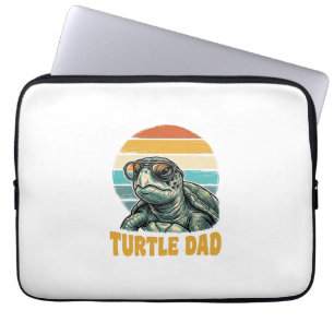Turtle Pappa Retro Solnedgång Vintage Gravyr Vekto Laptop Fodral