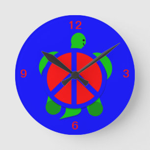 Turtle Peace Clock Rund Klocka