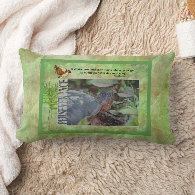 Turtle Perseverance Inspirational Lumbarkudde (Filt)