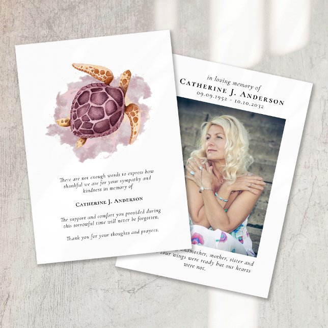 Turtle Photo Sympathy Funeral Memorial Tack Kort (Skapare uppladdad)