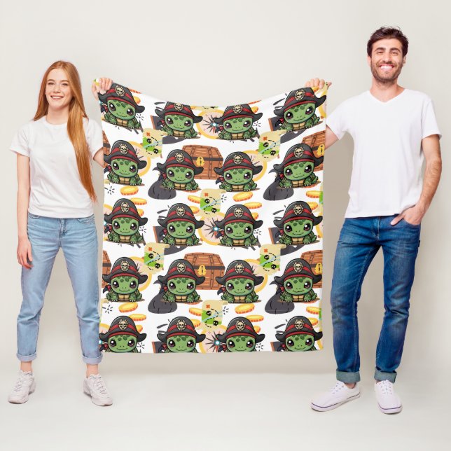 Turtle Pirat Money Mönster Fleecefilt (På plats)
