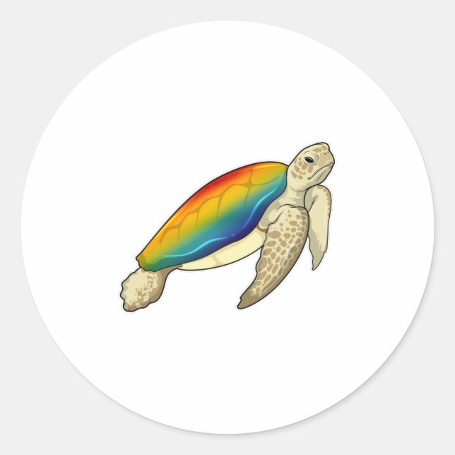 Turtle Rainbow Runt Klistermärke (Framsida)