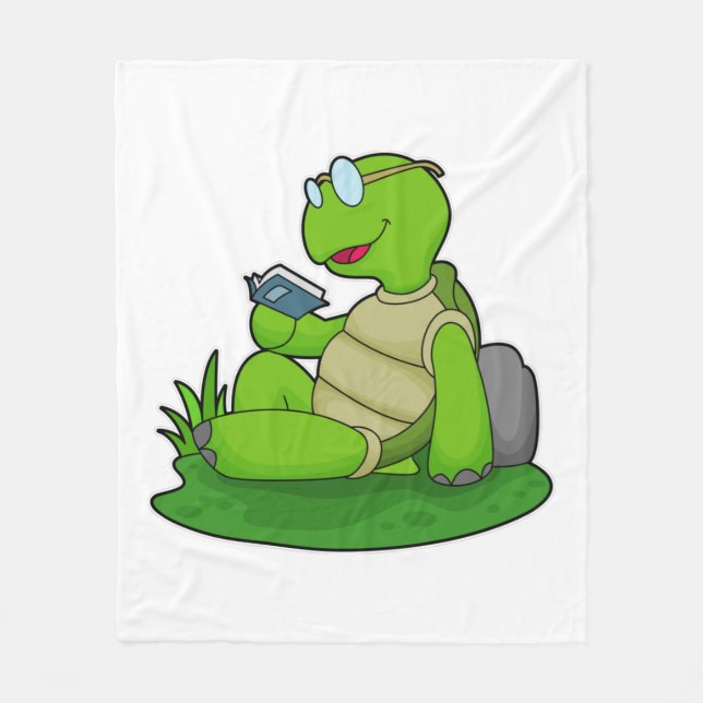 Turtle Reading Bok Fleecefilt (Framsidan)