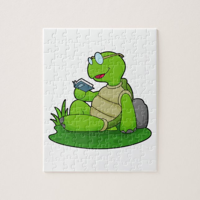 Turtle Reading Bok Pussel (Vertikal)