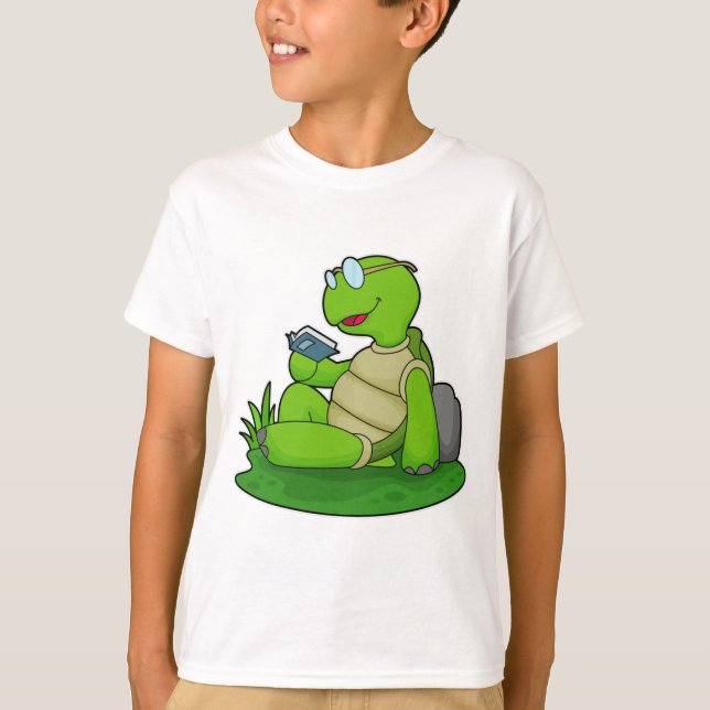 Turtle Reading Bok T Shirt (Framsida)