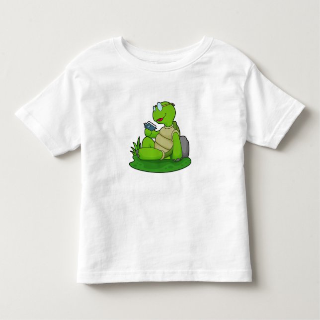 Turtle Reading Bok T Shirt (Framsida)
