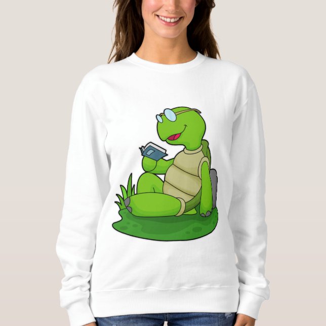 Turtle Reading Bok T Shirt (Framsida)