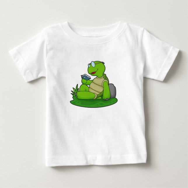 Turtle Reading Bok T Shirt (Framsida)