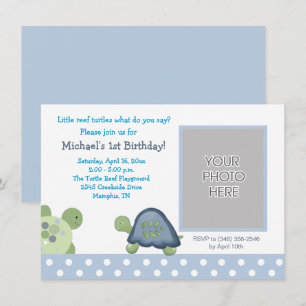 Turtle Reef Boys Birthday Tortoise Photo Inbjudningar