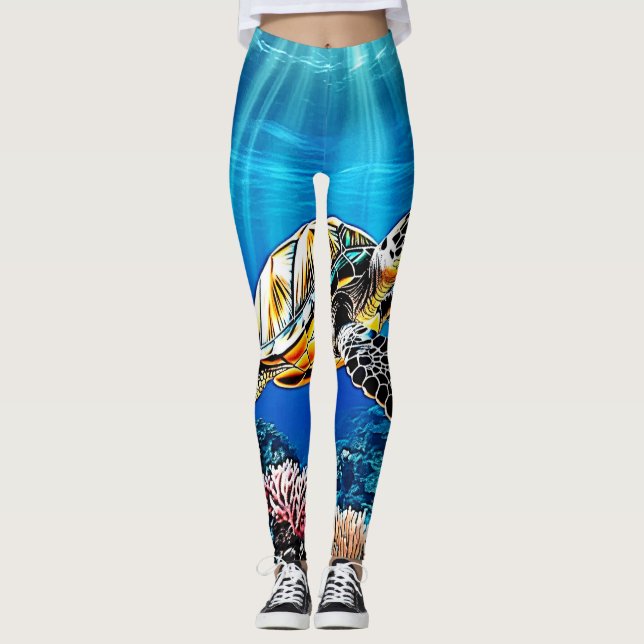 Turtle Reef Glow Design Leggings (Framsida)