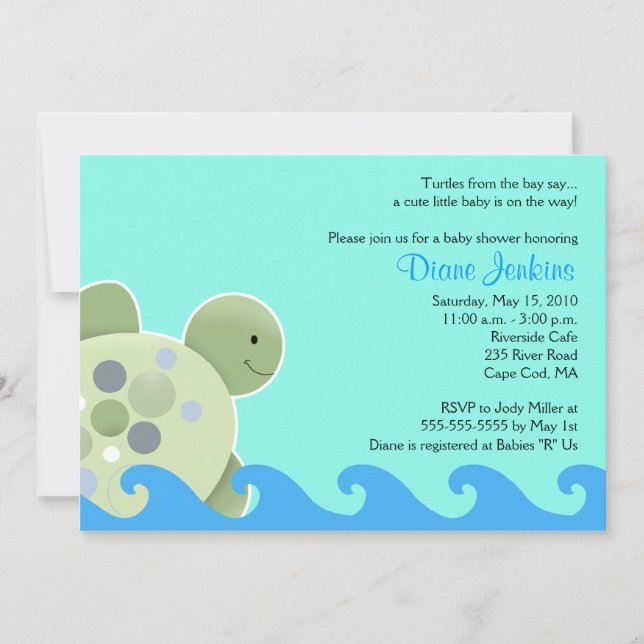 Turtle Reef Seaturtle 5x7 Baby Shower-inbjudan Inbjudningar (Framsida)