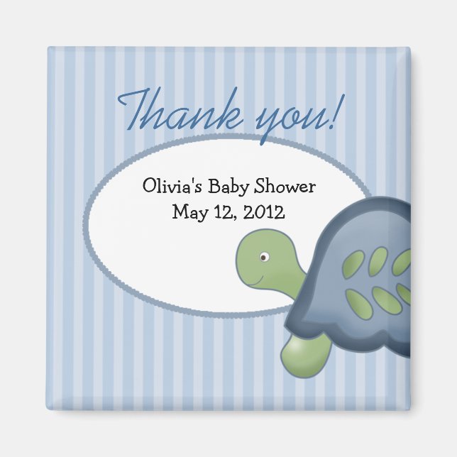 Turtle Reef Tortoise Baby Shower Favor Magnet (Framsidan)