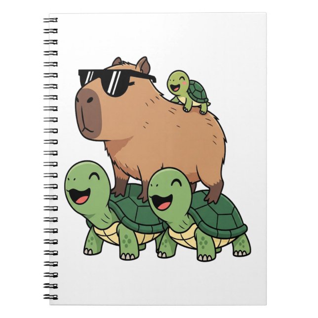 Turtle Ride Capybara, Funny Capybara Anteckningsbok (Framsidan)