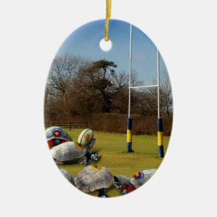 Turtle Rugby Julgransprydnad Keramik