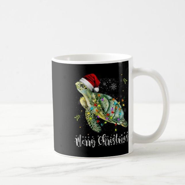 Turtle Santa Hat God jul Ljus Julafton Holid Kaffemugg (Höger)