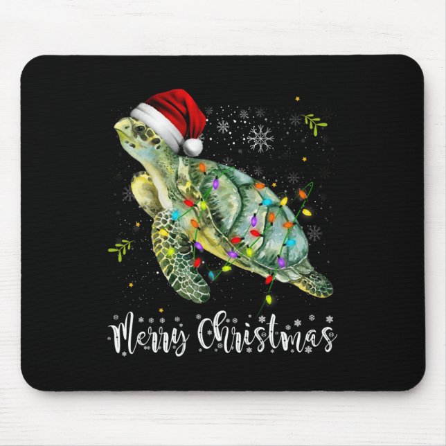Turtle Santa Hat God jul Ljus Julafton Holid Musmatta (Framsidan)