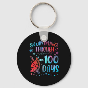 Turtle Sea Swimming under 100 dagar av skoltea Nyckelring