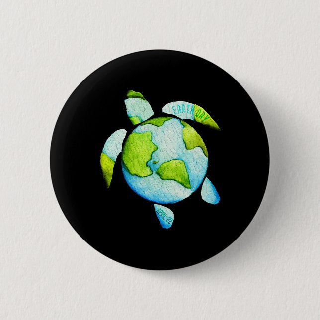 Turtle Sea Turtle Planet April 22 Earth Day Spara  Knapp (Framsida)