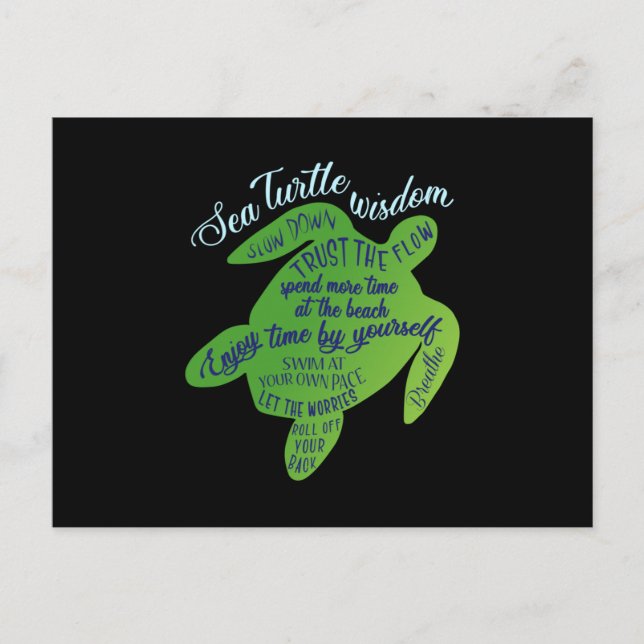 Turtle Sea Turtles Ocean Animal Sjöliv Gift Idea Vykort (Framsida)