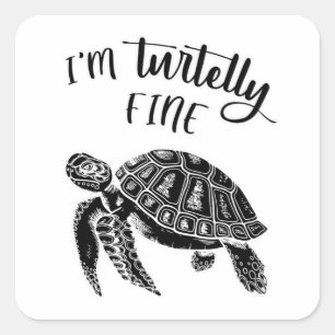 Turtle Sea Turtles Ocean Sjöliv Cute Animal Gift Fyrkantigt Klistermärke