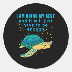 Turtle Sea Turtles Sjöliv Ocean Animal Gift Idea Runt Klistermärke