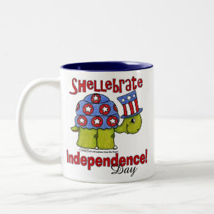 Turtle Shellebrate Independence day! Två-Tonad Mugg