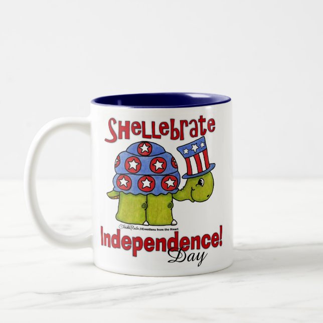 Turtle Shellebrate Independence day! Två-Tonad Mugg (Vänster)