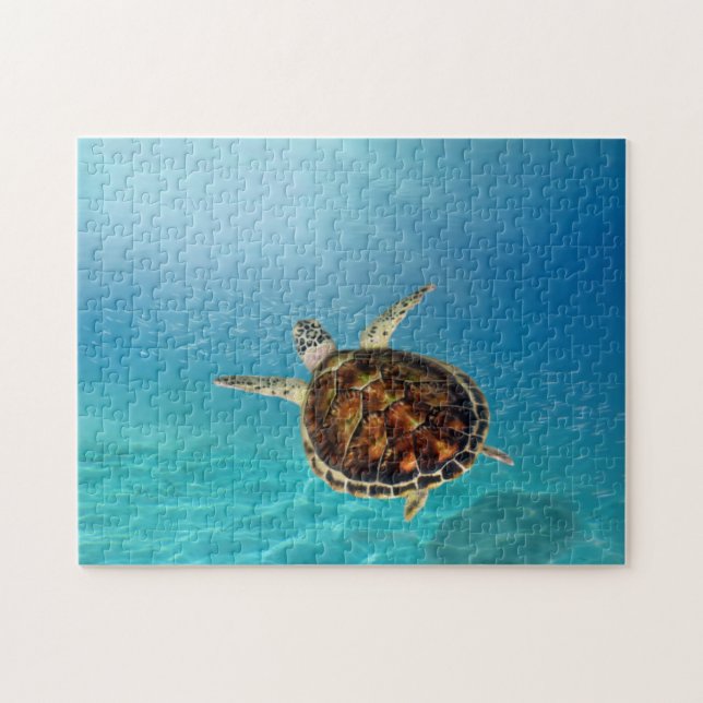 Turtle simmande under water Puzzle Pussel (Horisontell)