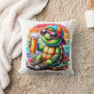 Turtle skateboarder sipprande utomhus kudde