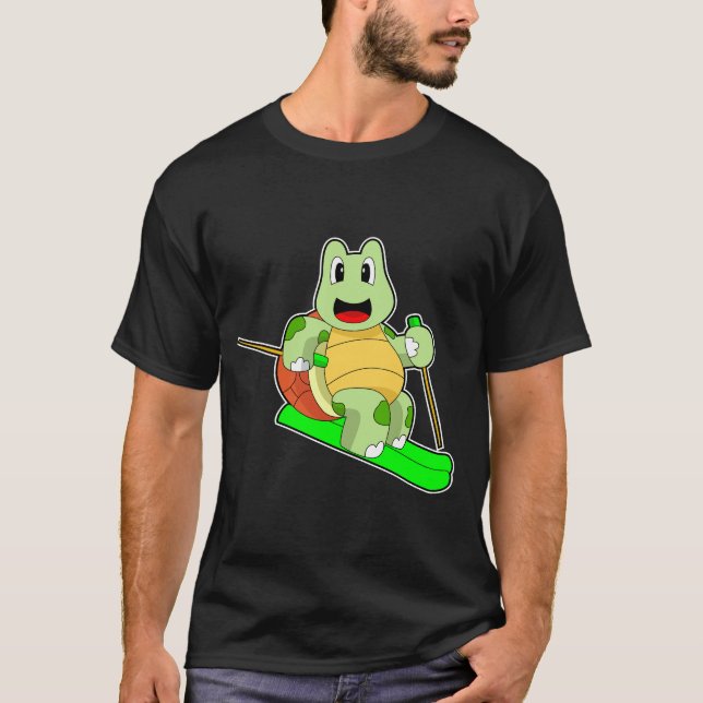 Turtle Skier Ski T Shirt (Framsida)