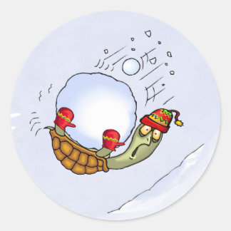 Turtle Snowball Ride Runt Klistermärke