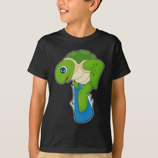 Turtle Snowboard Winter sport T Shirt (Framsida)
