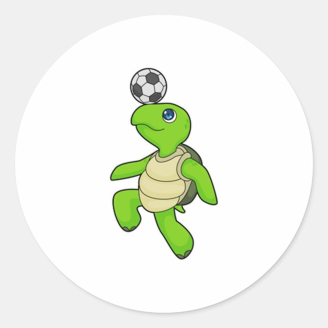 Turtle Soccer-spelare Runt Klistermärke (Framsida)