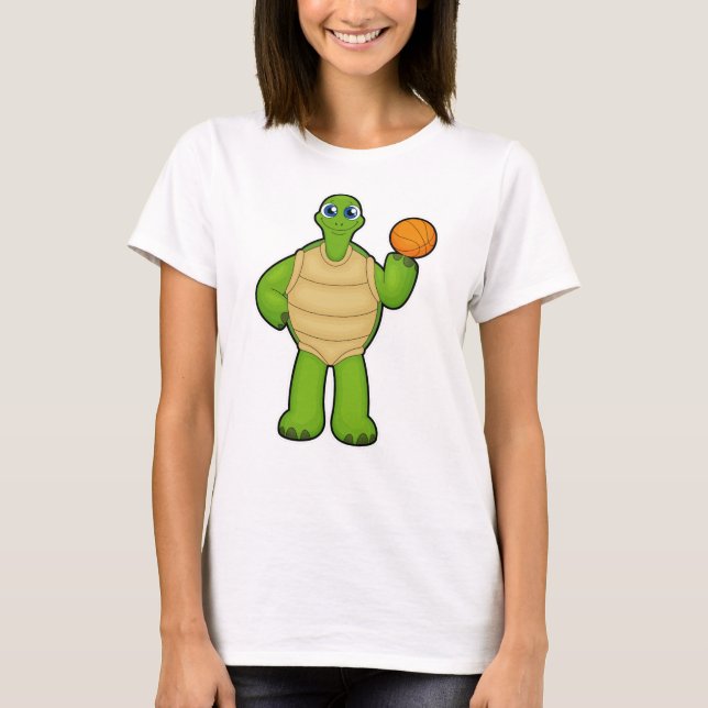Turtle som Basketball-spelare med Basketball T Shirt (Framsida)
