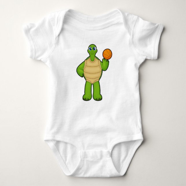 Turtle som Basketball-spelare med Basketball T Shirt (Framsida)