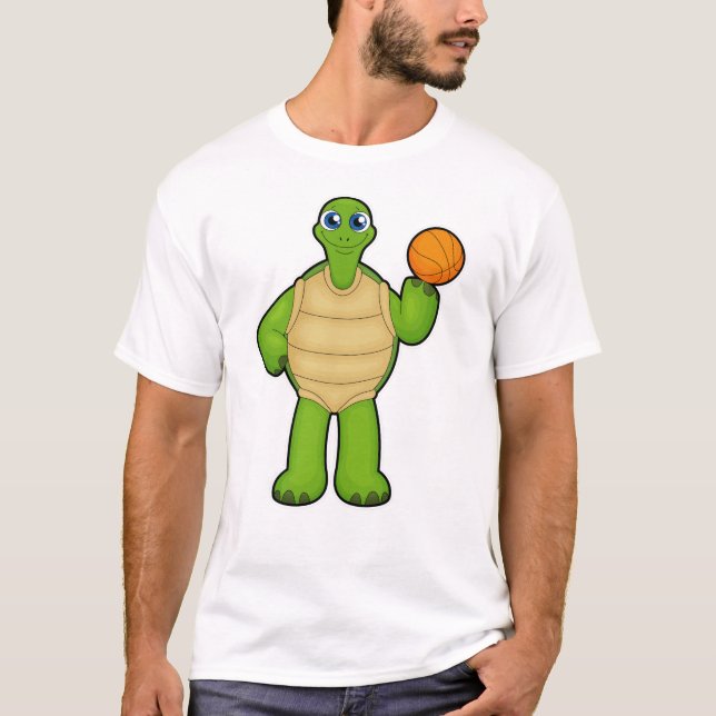Turtle som Basketball-spelare med Basketball T Shirt (Framsida)