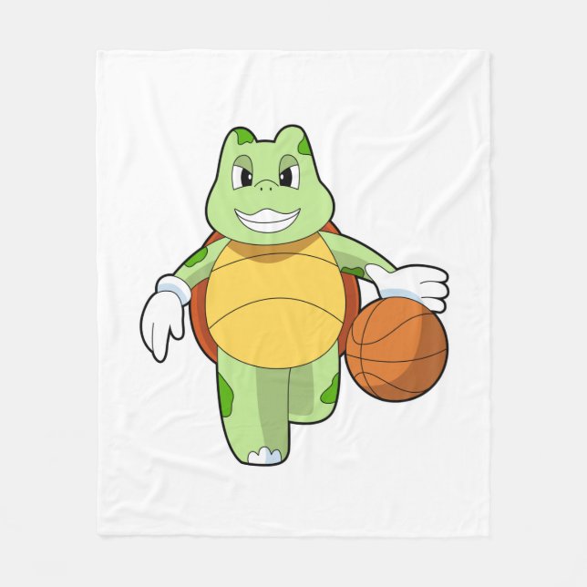 Turtle som basketspelare med Basketball.PNG Fleecefilt (Framsidan)